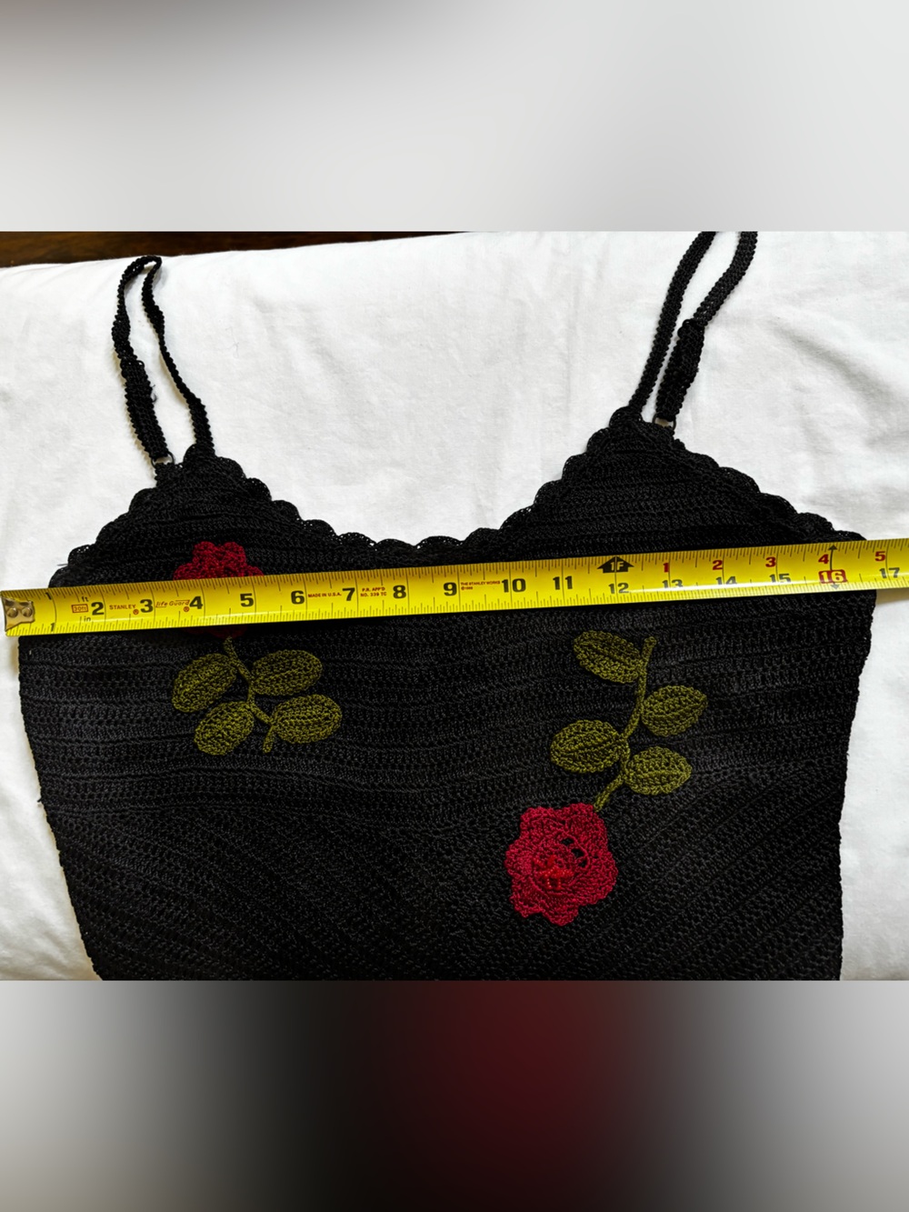 Vintage Y2K Cache Black Crochet cocktail dress with beaded/crochet roses - Picture 6 of 7